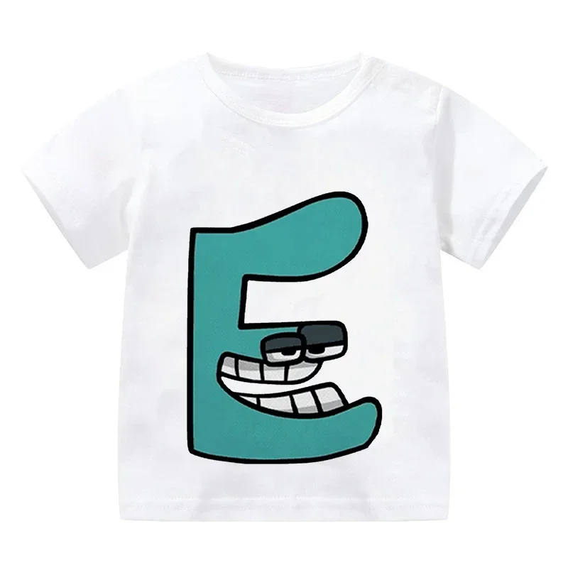Boys' Summer Casual T-Shirt Short-Sleeved Cartoon Anime Game Series Print Alphabet Lore Graphic Tees for Kids