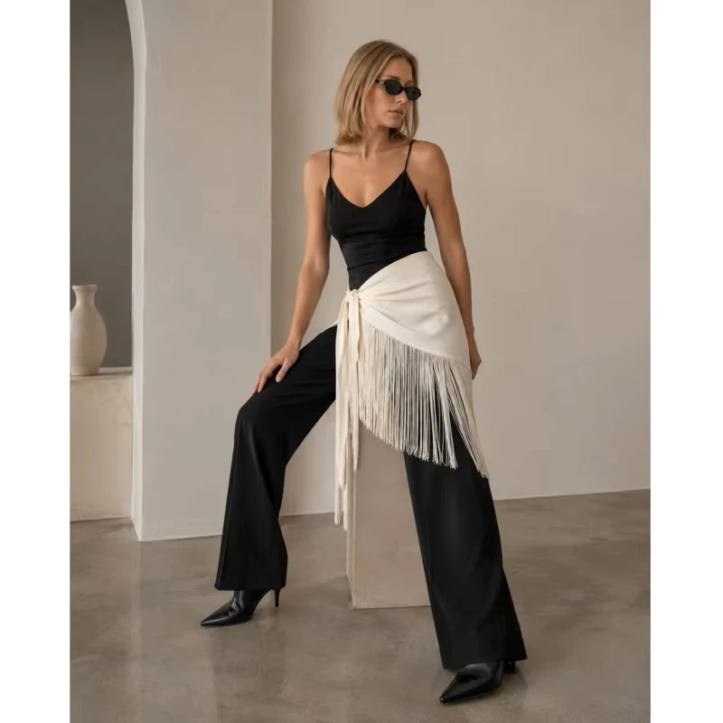 2026 Spring Summer New Arrival Women Fashion Tassel Tie Mini Skirt European Design Elegant Chic Trendy Versatile Boho Hot Daily