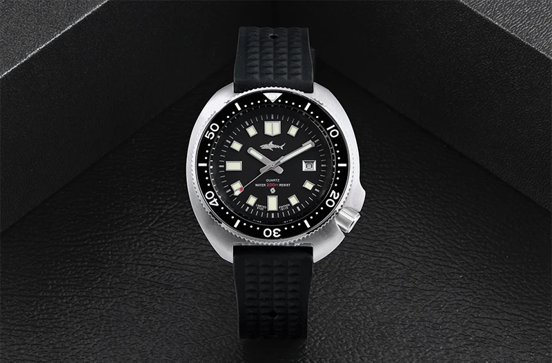 HEIMDALLR Retro Herren-Taucheruhr Stahl/Gummiarmband 20Bar Wasserdicht C3 Leuchtende Keramik-Lünette Saphirglas 2115 Quarz-Uhrwerk – Detail 6
