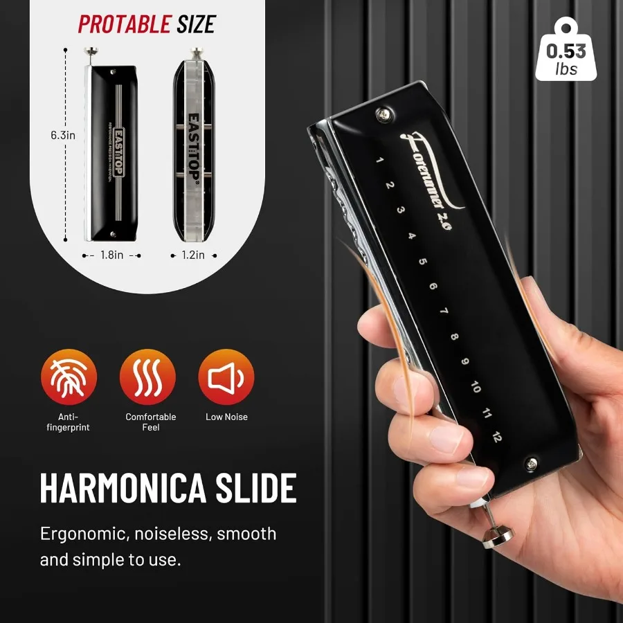 EAST TOP محدث FORERUNNER 2.0 بدون صمامات هارمونيكا لوني 12 فتحة 48 نغمة G مفتاح لوني الفم الجهاز هارمونيكا للإعلان