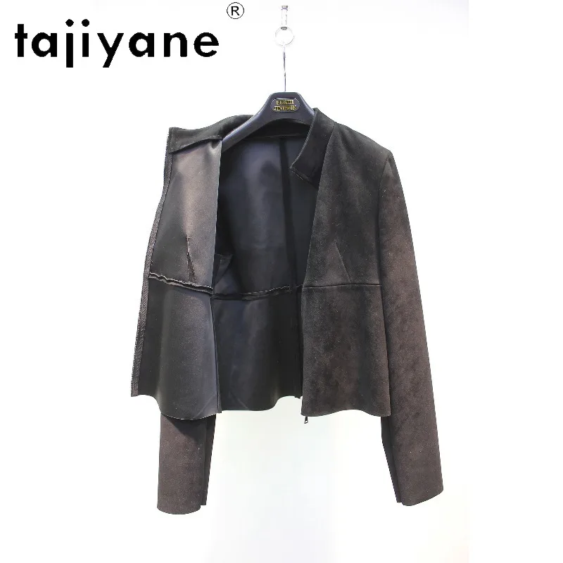 TAJIYANE Stretch Sheepskin Genuine Leather Jacket Women Thin Leather Outerwear Black Cropped Jackets Slim-fit Jaqueta Streetwear