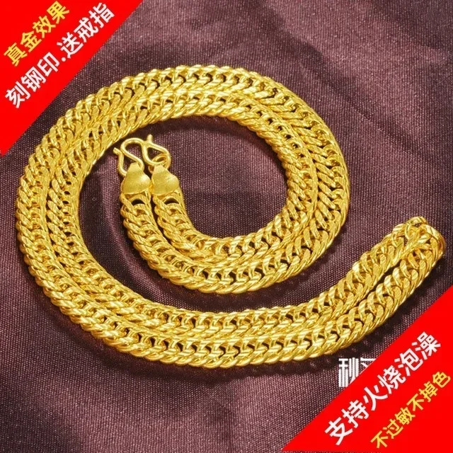 24k Gold Filled Necklace for Men Women Fine Bijoux Not Fade Hiphop Party Collares Naszyjnik Jewelry Gold Necklaces Unisex Gift