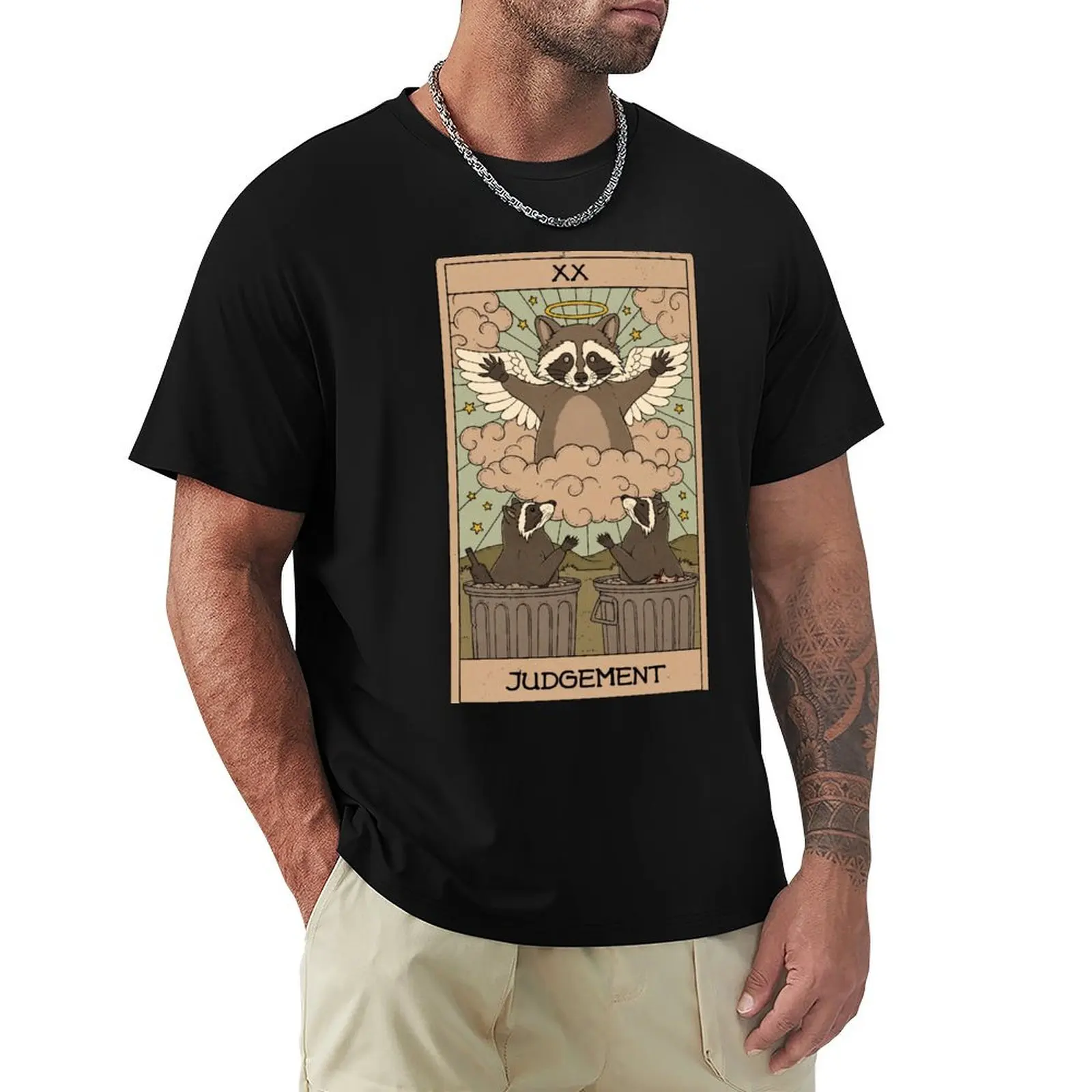 

Judgement - Raccoons Tarot T-Shirt Stylish Print Short Sleeve Tee