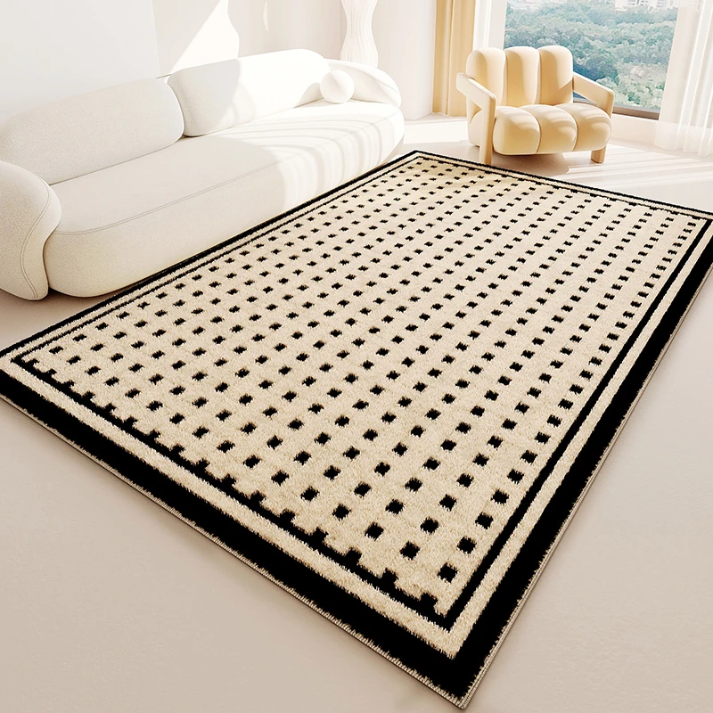 

Cream Style Living Room Decoration Plush Carpet Light Luxury Rugs for Bedroom Fluffy Soft Cloakroom Rug Home Thickened Floor Mat