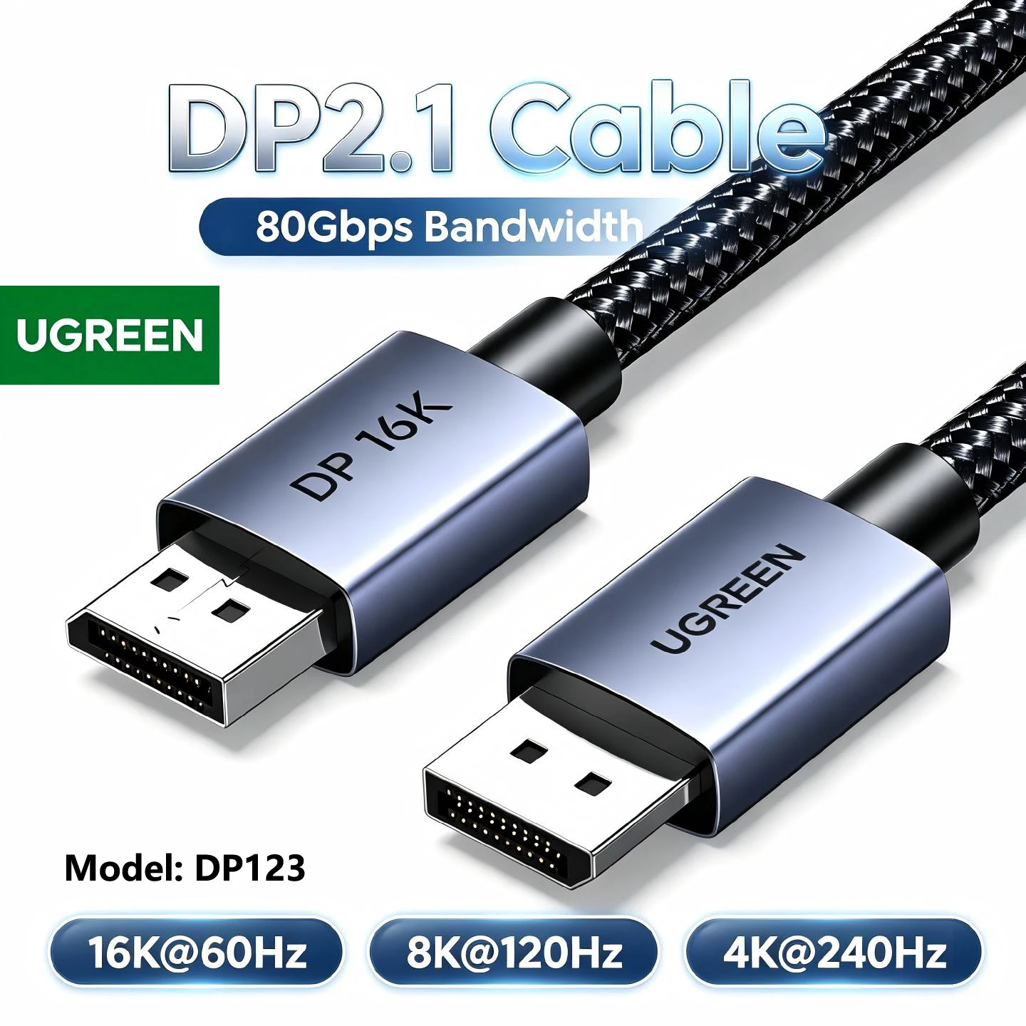 UGREEN DisplayPort 1.4 DP Male Digitale HD Videokabel Gevlochten 4K 8K@60Hz 1m 1,5m 2m 3m 5m Game Grafische Kaart Computer Monitor TV