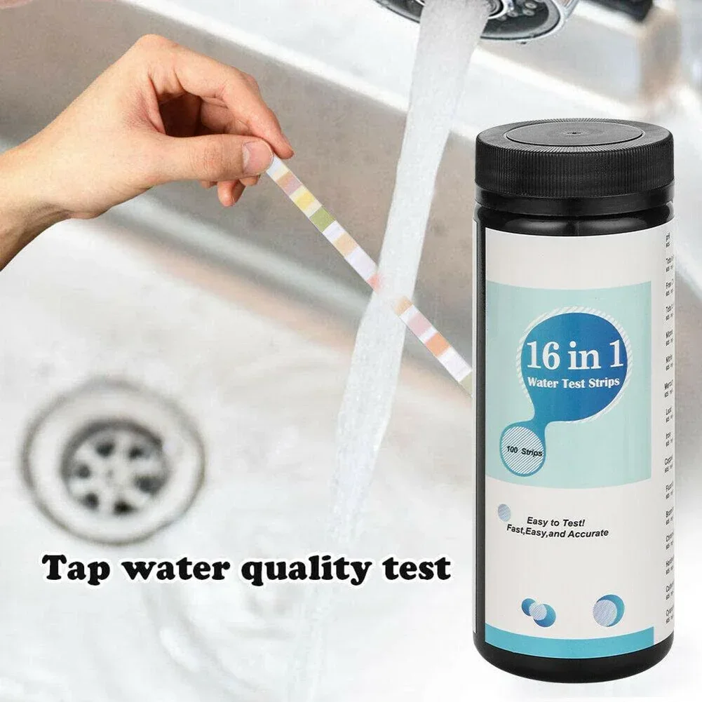 16 In 1 -Drinking Water Test Kit Strips /Home Water Quality Test Swimming Pool Spa/Water Test Strips Nitrate Nitrite PH Hardness