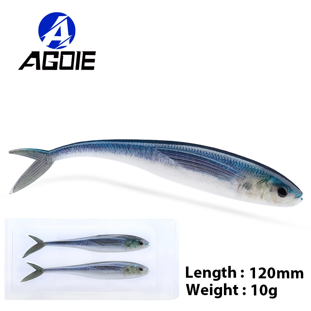 

Agoie 12cm 10g Saltwater Swimbait Lures Lifelike Soft Bait for Sea Fishing 3D Printed Artificial Silicone Bait for Fisherman