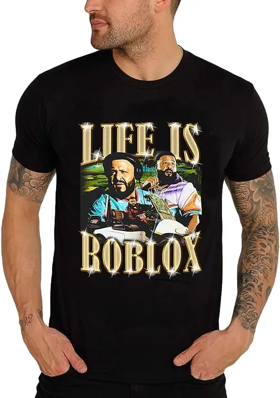 Dj-Khaled Shirts Life-is-Roblox Shirts Men Cotton T-Shirts  Tees Cotton Luxury brand vintage oversized