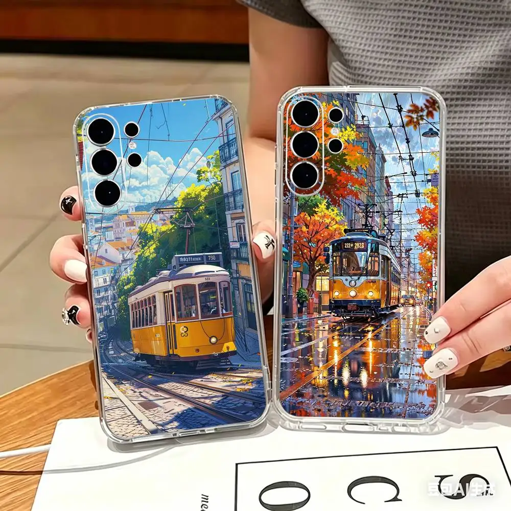 Holiday Tram in Lisbon Phone Case For Samsung S25,S24,S21,S22,S21,S20,S10,S9Ultra,Plus,Fe,Lite Transparent Cover
