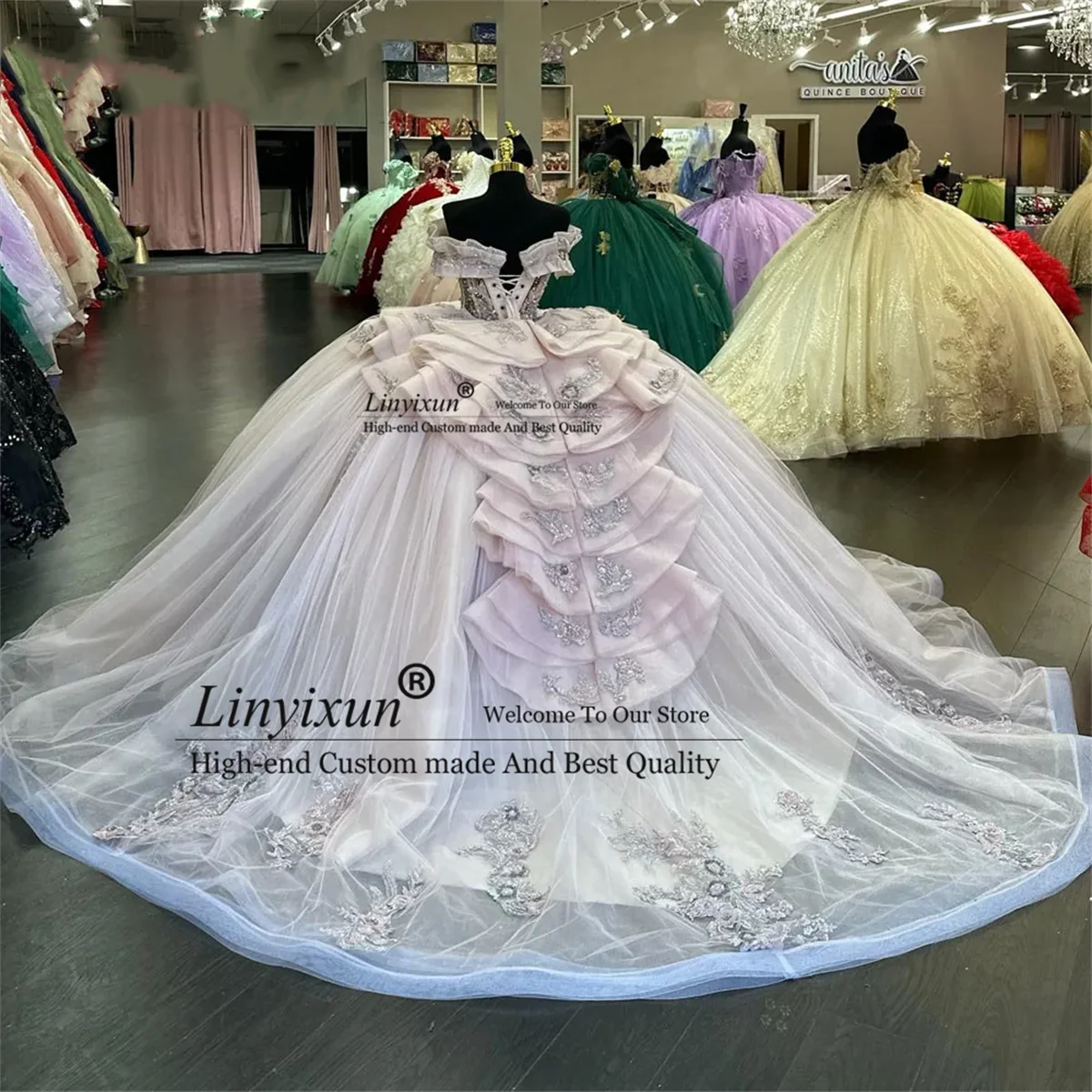 Luxury Quinceanera Dress Lace Applique Sequins Beading Mexican Sweet 16 Vestidos De XV 15 Anos Ball Party Gowns 2024