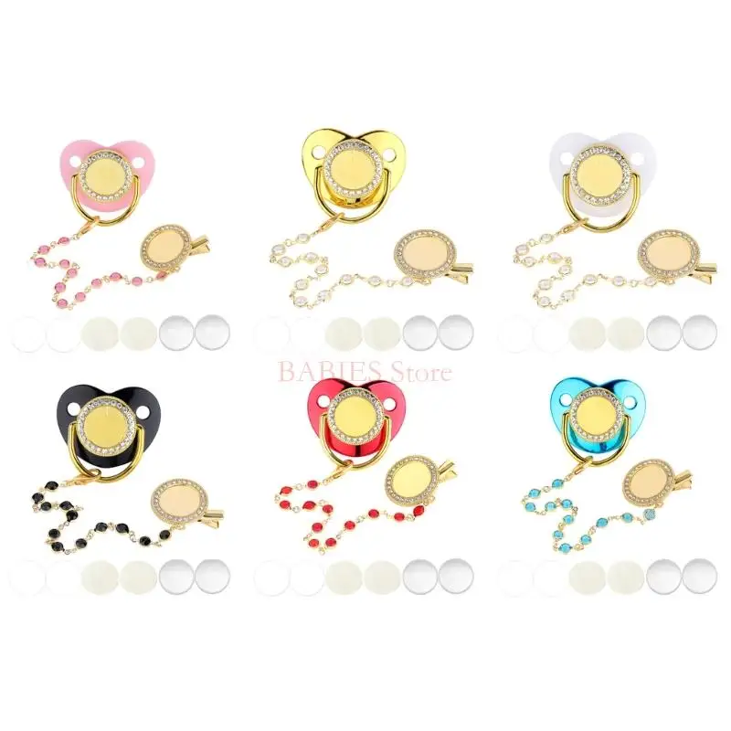 C9GB Thermal Sublimation Rhinestones Baby Soothing Pacifier DIY Baby Heat Transfer Printing Nipple 6M+ Teether Shower Gift