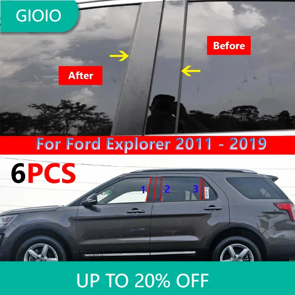 

Car Window Pillar Posts Door Trims Cover for Ford Explorer 2011-2019 Accessories Exterior Parts 6Pcs