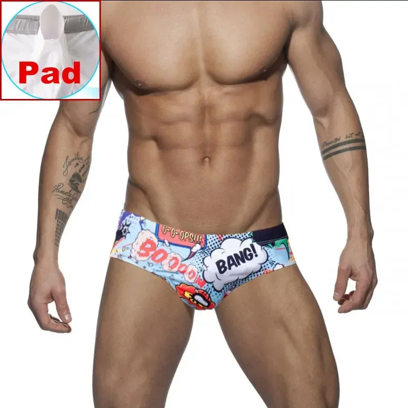 

Gay Padded Swimwear Men Swimming Trunks Briefs Swimsuit Mens Sexy Pouch Bulge Enhancing Push Up Cup Beach Shorts Beachware Man