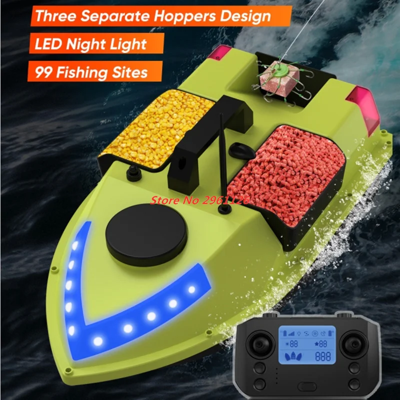 99 نقطة GPS قارب الطعم 3 Hoppers 600 متر GPS تغذية السيارات العودة قارب طعم سمك 7-Color ضوء الليل RC الصيد مكتشف قارب GPS الطعم