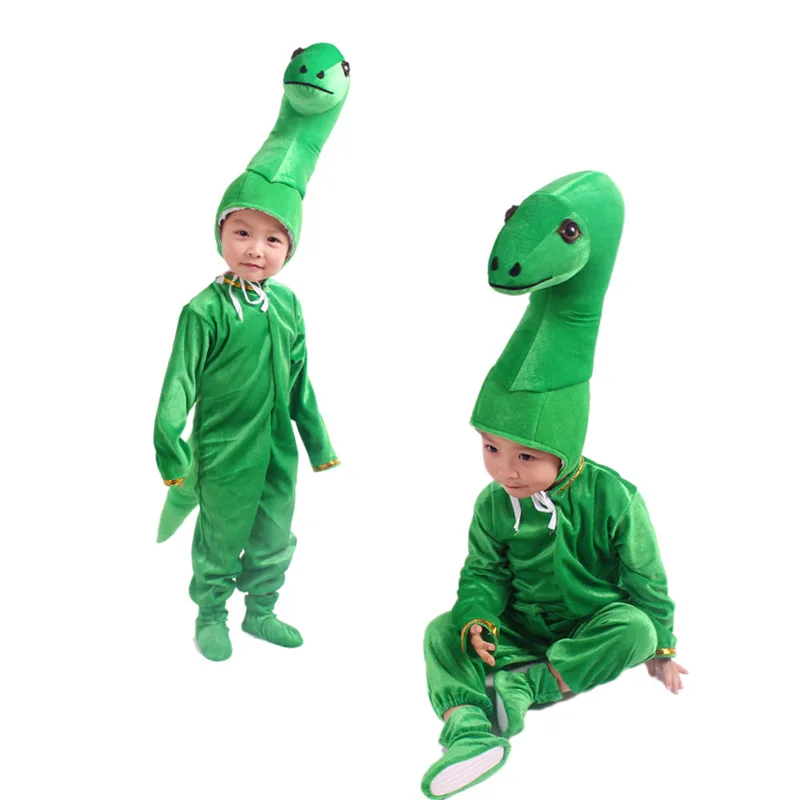 Dinossauro verde Cosplay Costume para crianças, Vestido extravagante animal, Cosplay Chapéus, Presente de festa de aniversário, Halloween Performance Costumes