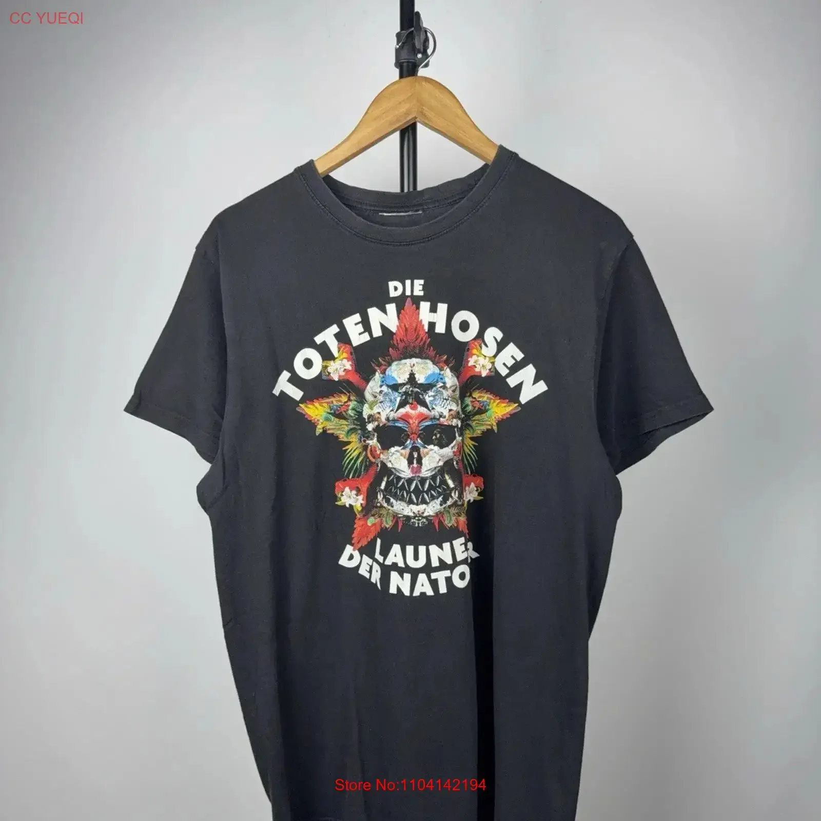 Camiseta Die Toten Hosen 2017 Tour com estampa de caveira, tamanho L masculino, vintage, lavada, estilo streetwear, roupa de designer com tecido elástico.