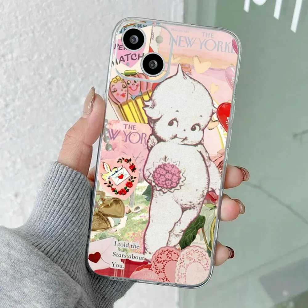 K-Kewpie Baby Cute Phone Case For iPhone 16,15,14,13,12,11 Plus,Pro,Max,XR,XS,X,7,8 Plus,SE,Mini Transparent Silicone Soft