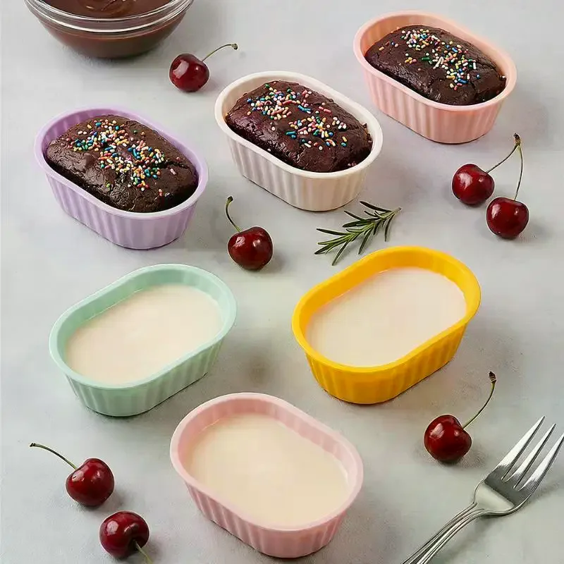 Reusable Air Fryer Silicone Baking Ramekins 5Pcs Nonstick Easy Release Cups for Muffin Cupcake Baking
