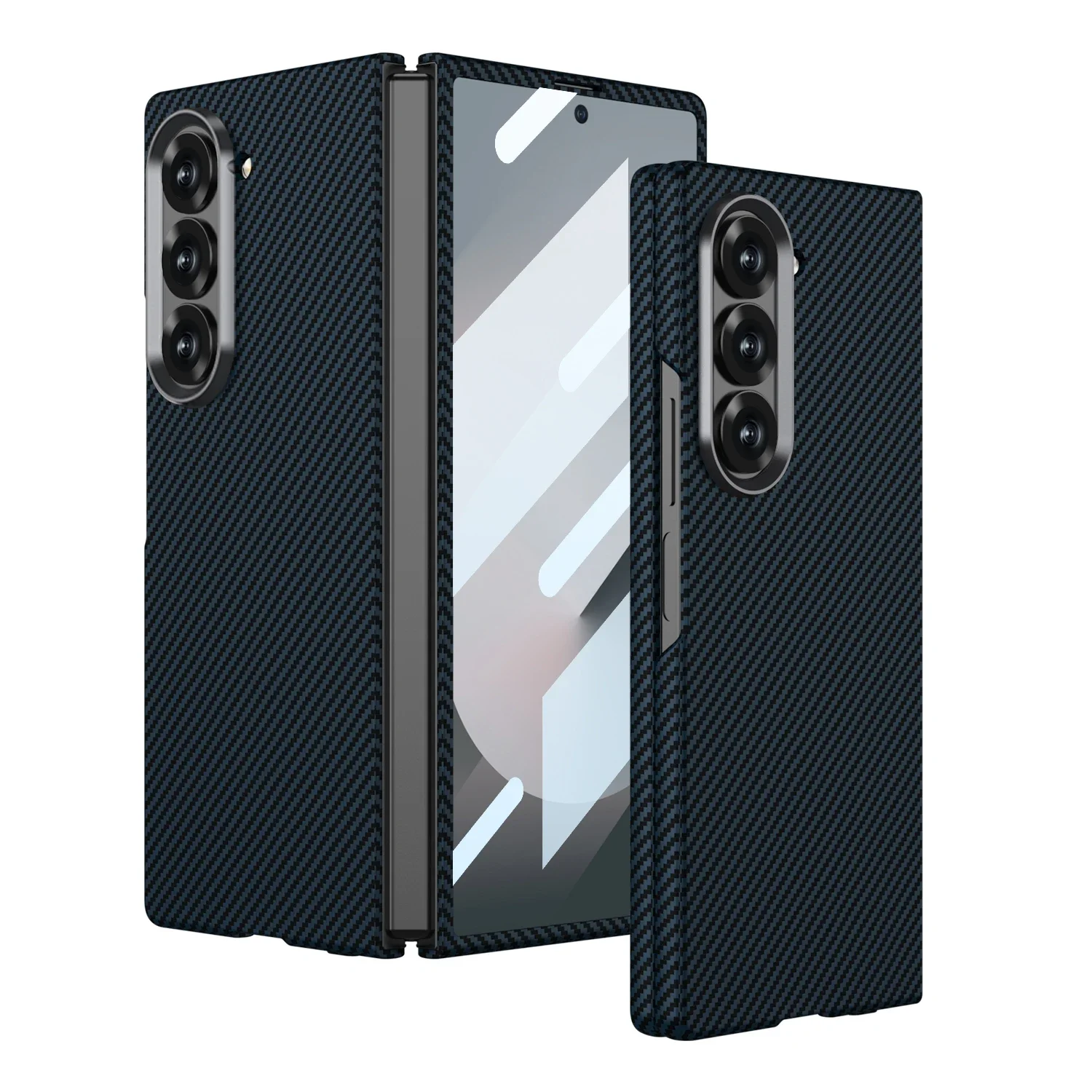 

Z Fold 6 Carbon Fiber Leather Phone Case for Samsung Galaxy Z Fold 6 Fold6 Shell Membrane Hard Shell Shockproof Protective Cover