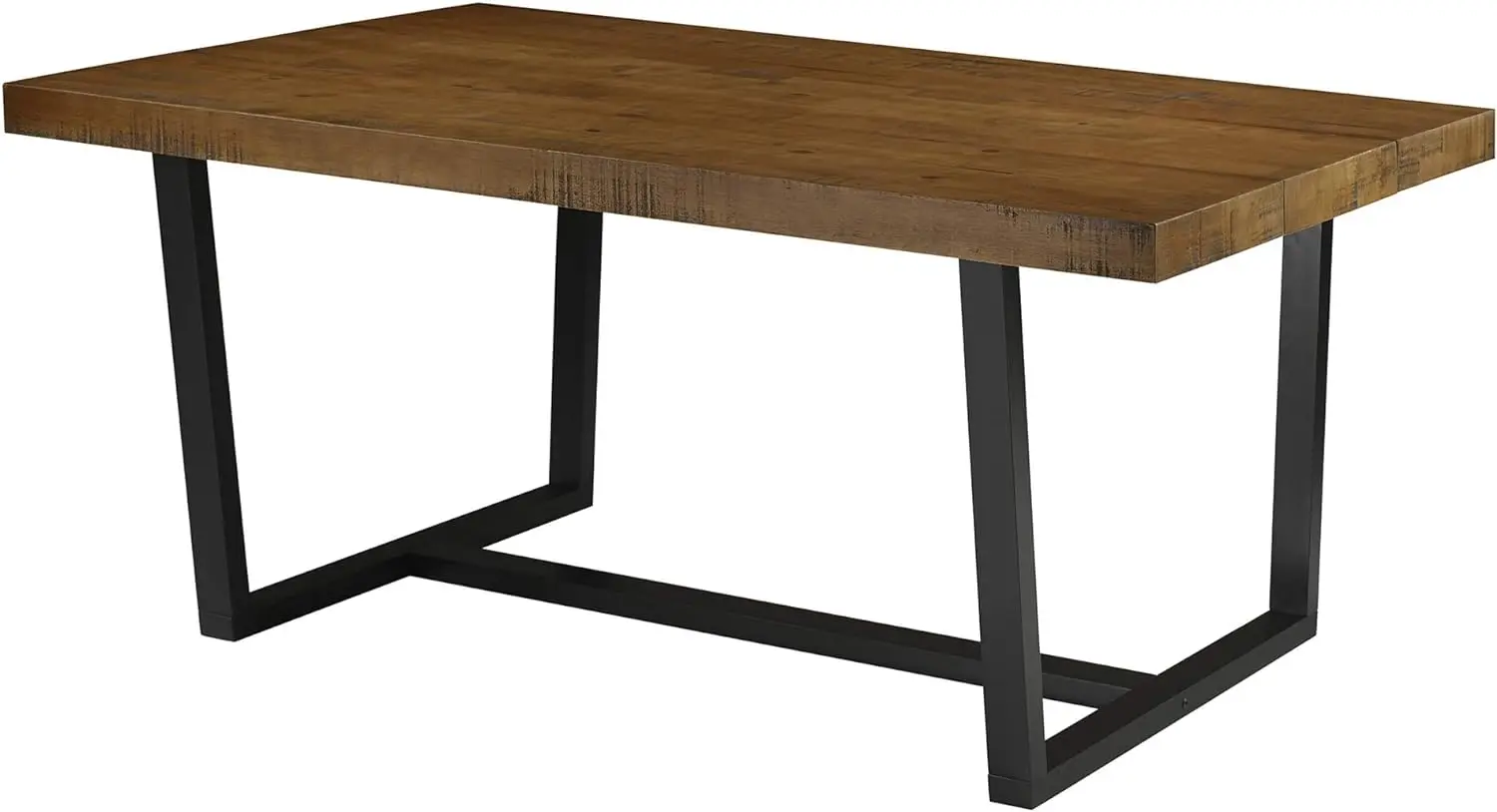 Walker Edison Andre Modern Solid Wood Dining Table, 72 Inch, Rustic Oak