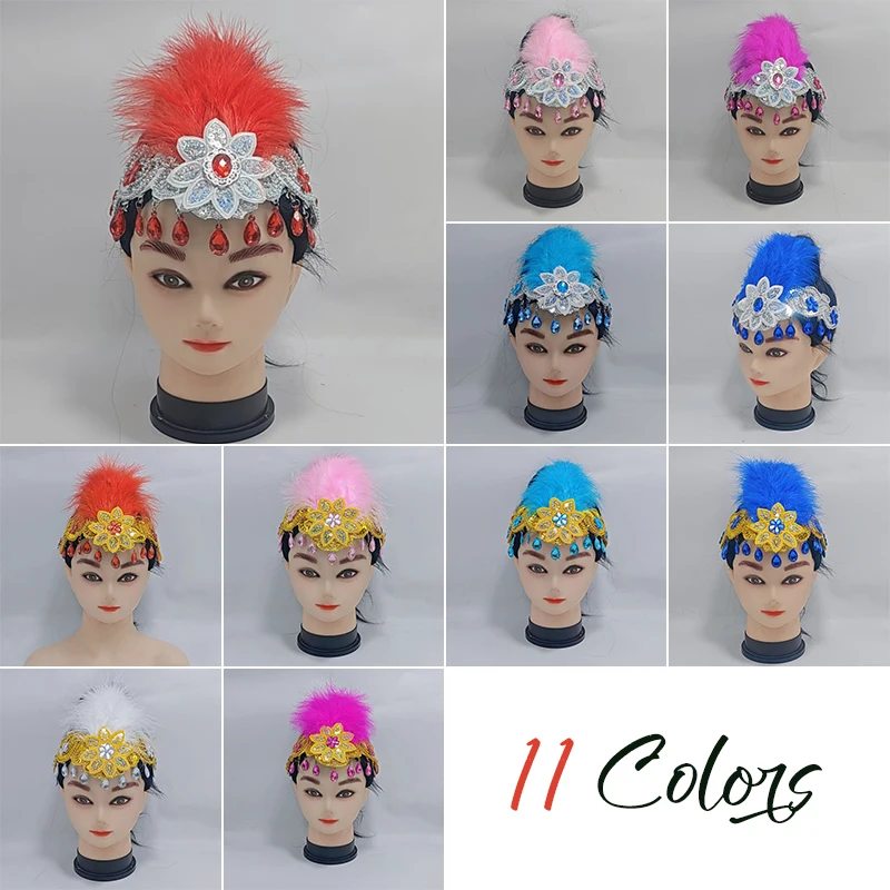 إكسسوار شعر لأداء المسرح، غطاء رأس من ريش الرقص الشعبي قابل للفصل، ديكور زي DIY لمهرجان الرقص الثقافي #2