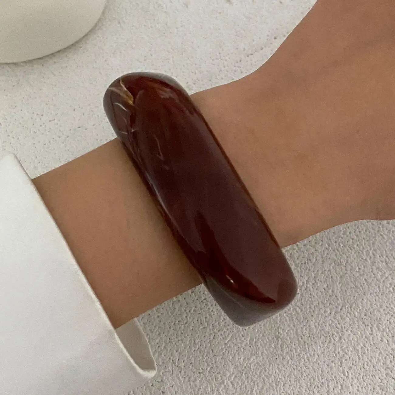 IngeSight.Z Vintage Irregular Resin Wide Bangle Bracelet