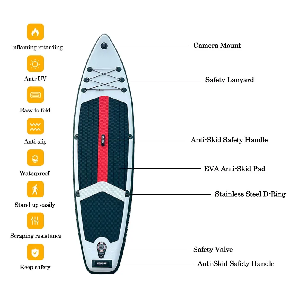REDSUP papan dayung tiup untuk berselancar, papan seluncur profesional, papan ski air untuk pemula