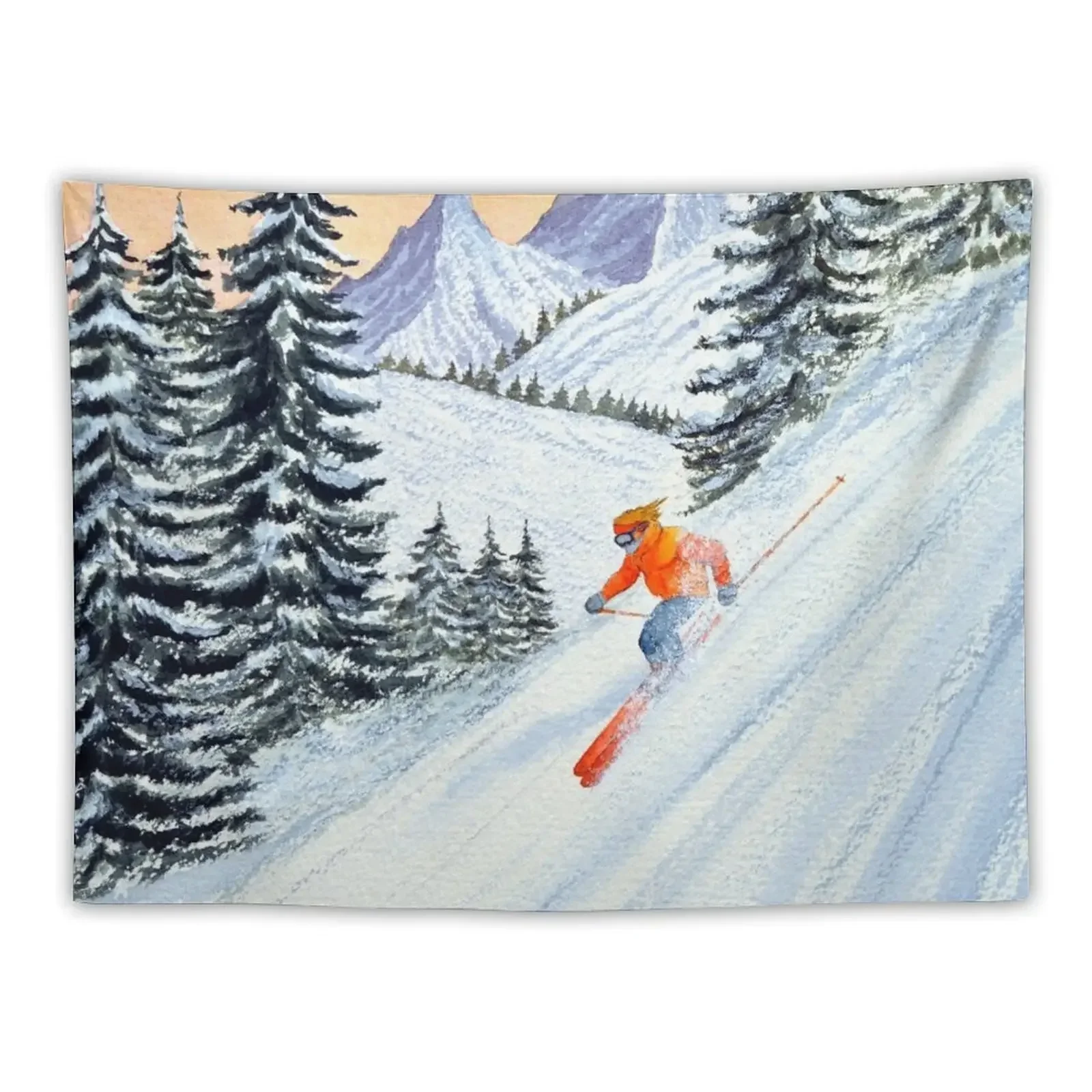 Skiing - The Clear Lady Leader Tapestry Decorative Wall Mural Room Decoration Korean Style Tapestry