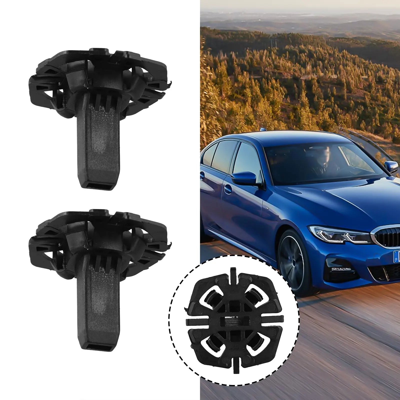 

Convenient High Quality Practical Replacement Securing Clip For BMW 2pcs Element 17118482944 17118619382 Black