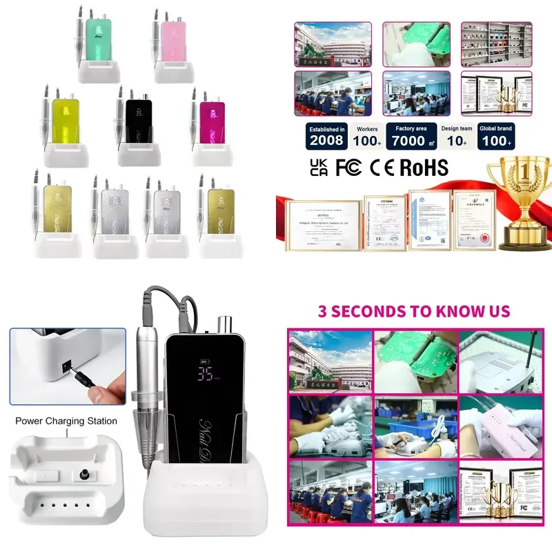 

【CHIMU HOME】Professional 35000 RPM Vibration-Free Coreless Handpiece Rechargeable Nail Drill With Charging Base