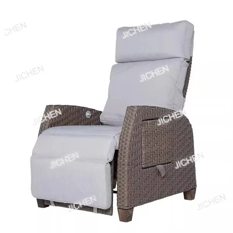 

Adjustable Angle Thickness Cushion Recliner Modern Outdoor Hand-woven Wicker Flip Table Easily Pushed Back To The Park