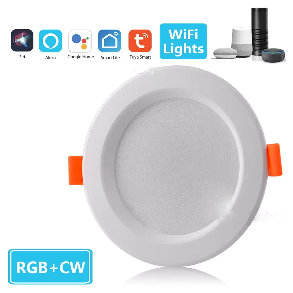 Tuya Smart Home WiFi LED النازل وأضواء كاشفة تدعم التحكم الصوتي والعن بعد ملحقات المنزل الذكي
