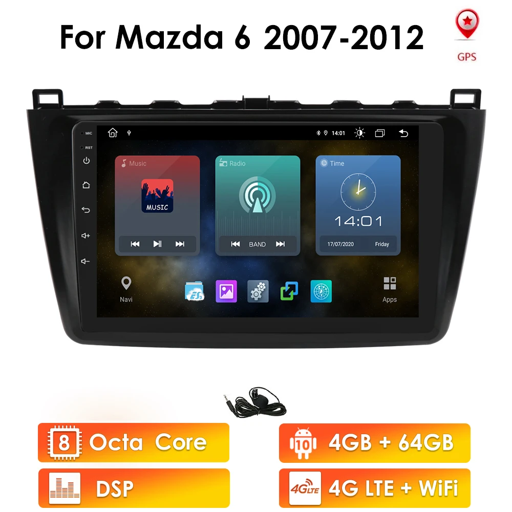 Android 10 Car Multimedia Radio Player For Mazda 6 2007 - 2012 Navi Autoradio Tape Recorder GPS Video Stereo WiFi RDS 4G SWC BT