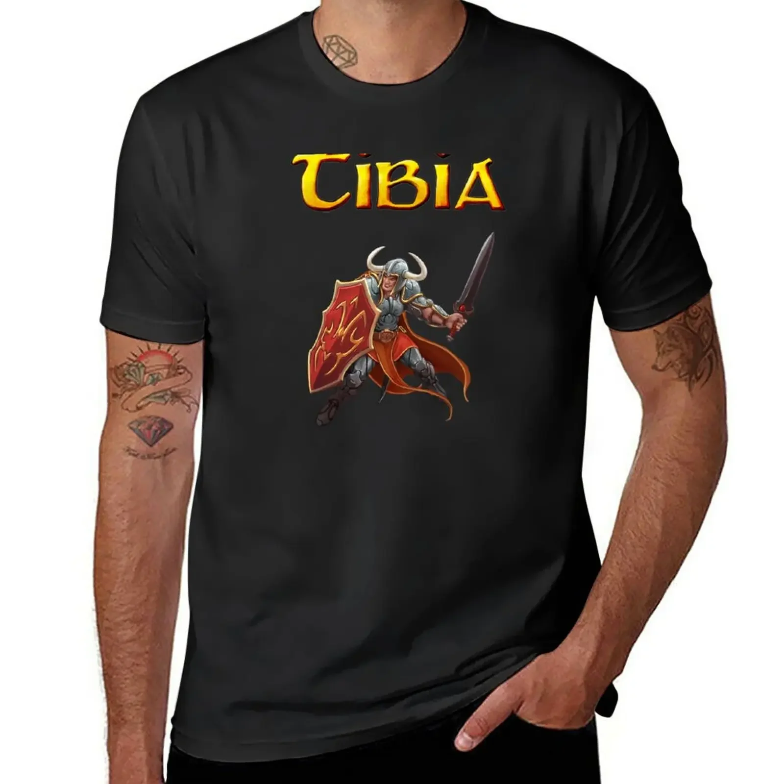 

New Tibia MMORPG Knight T-Shirt graphic tee shirt gifts for boyfriend Anime t-shirt mens graphic t-shirts hip hop
