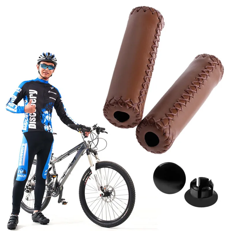 Bike Accessories 1Pair Bicycle Cycle Leather Handlebar Grip Bike Handle Bar End Grips Mountain mtb grips eliptica magnetica