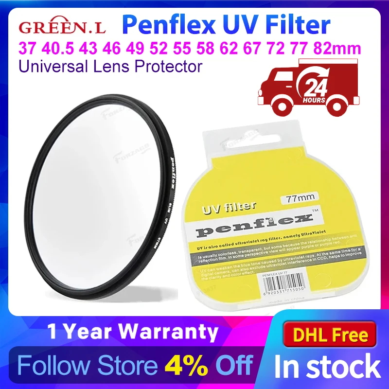 GREEN.L Penflex UV Filter Universal Lens Protector for Canon Nikon Sony Camera 37 40.5 43 46 49 52 55 58 62 67 72 77 82mm