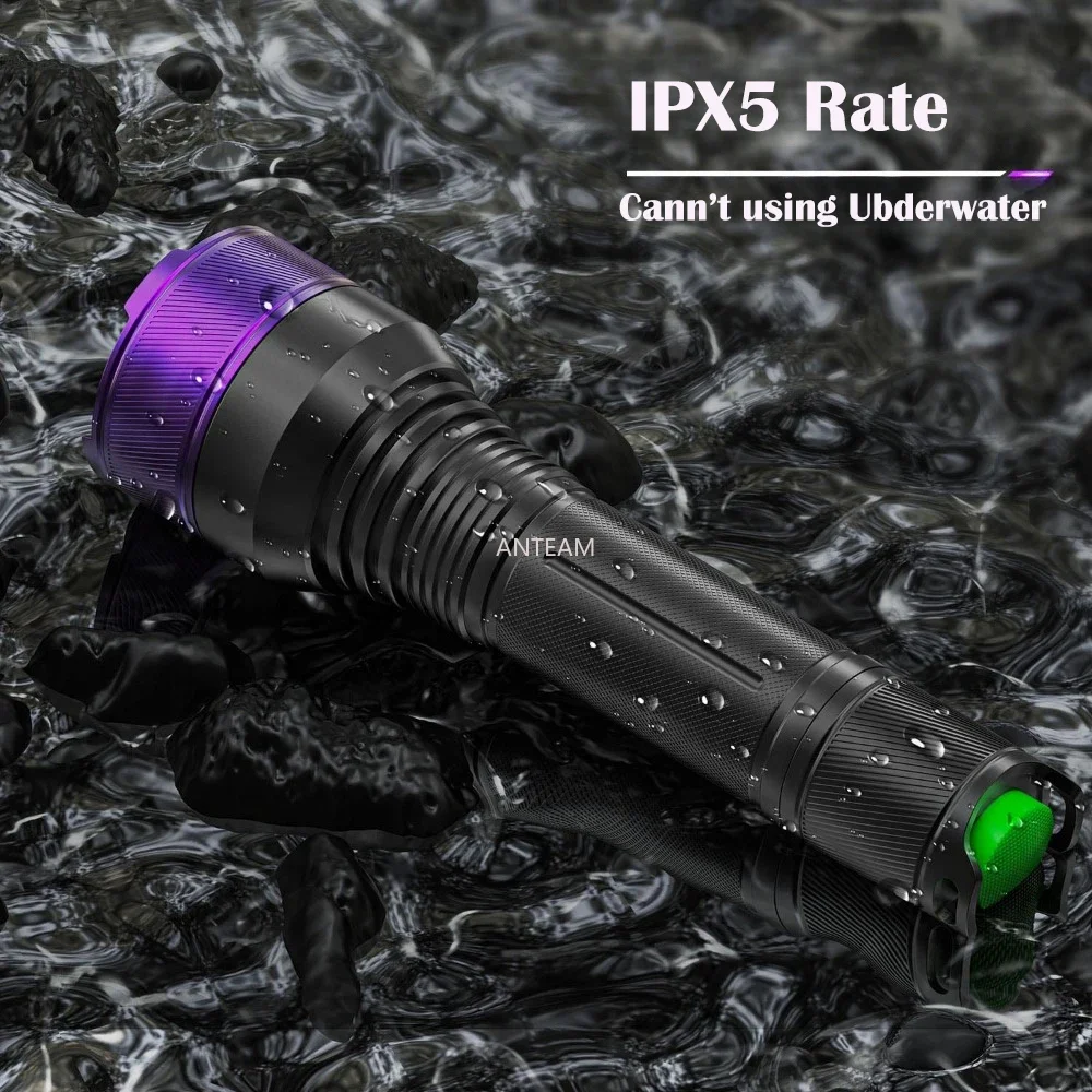 Powerful 80W 4Cores 365NM UV Flashlight Type-C Rechargeable Waterproof  21700 Battery Purple Light for Pet Urine Stains Detector