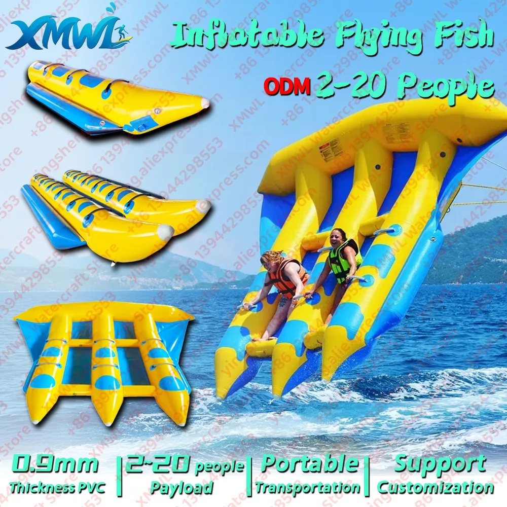 

3 трубки из ПВХ, надувные летающие рыбы, захватывающие водные игры, лодка, надувные летающие драйвы, надувные лодки-бананы, буксируемый плот для серфинга