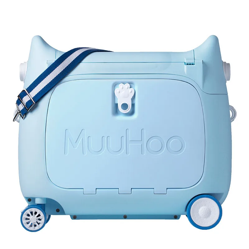 MuuHoo multifunctional children's travel suitcase can be mounted, driven, and instantly transformed into a 20 inch bed for child