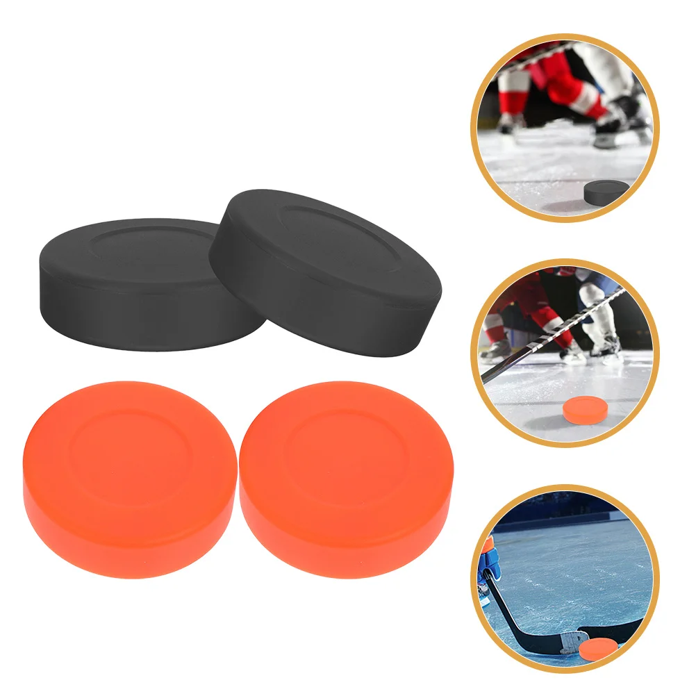 4 個のアイスホッケー PVC パック滑り止めテクスチャ正確なパス練習のための屋内屋外プロホッケーパック