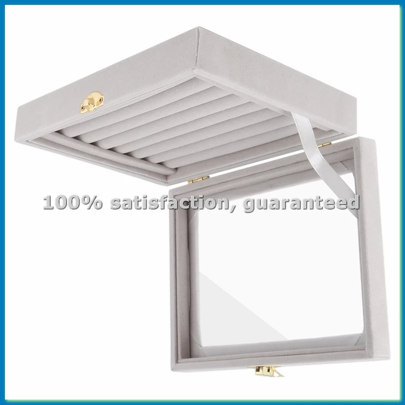 

Бархатный стеклянный органайзер-подставка для колец и серег, серый ABFB