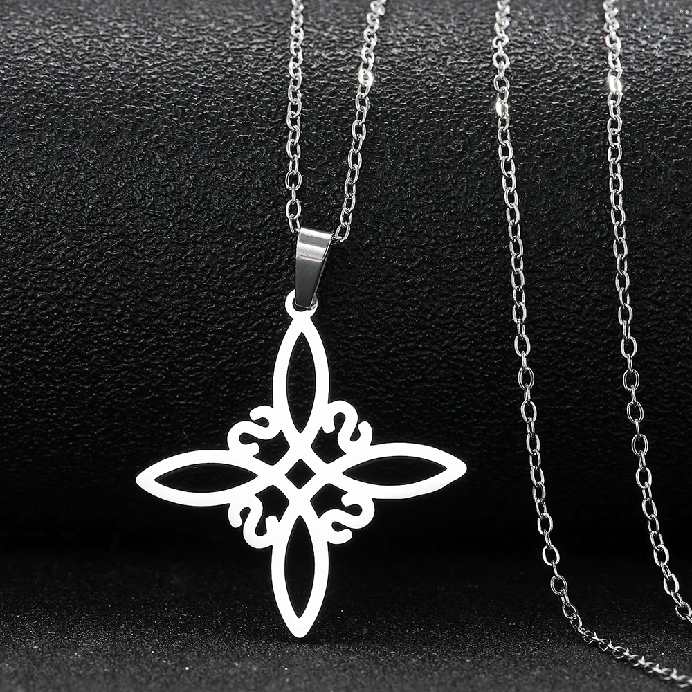 DGIDDK Stainless Steel Hollow Witch Knot Irish Knot Pendant Necklace Women's Fashion Unique Design Collarbone Chain Jewellery - view 2