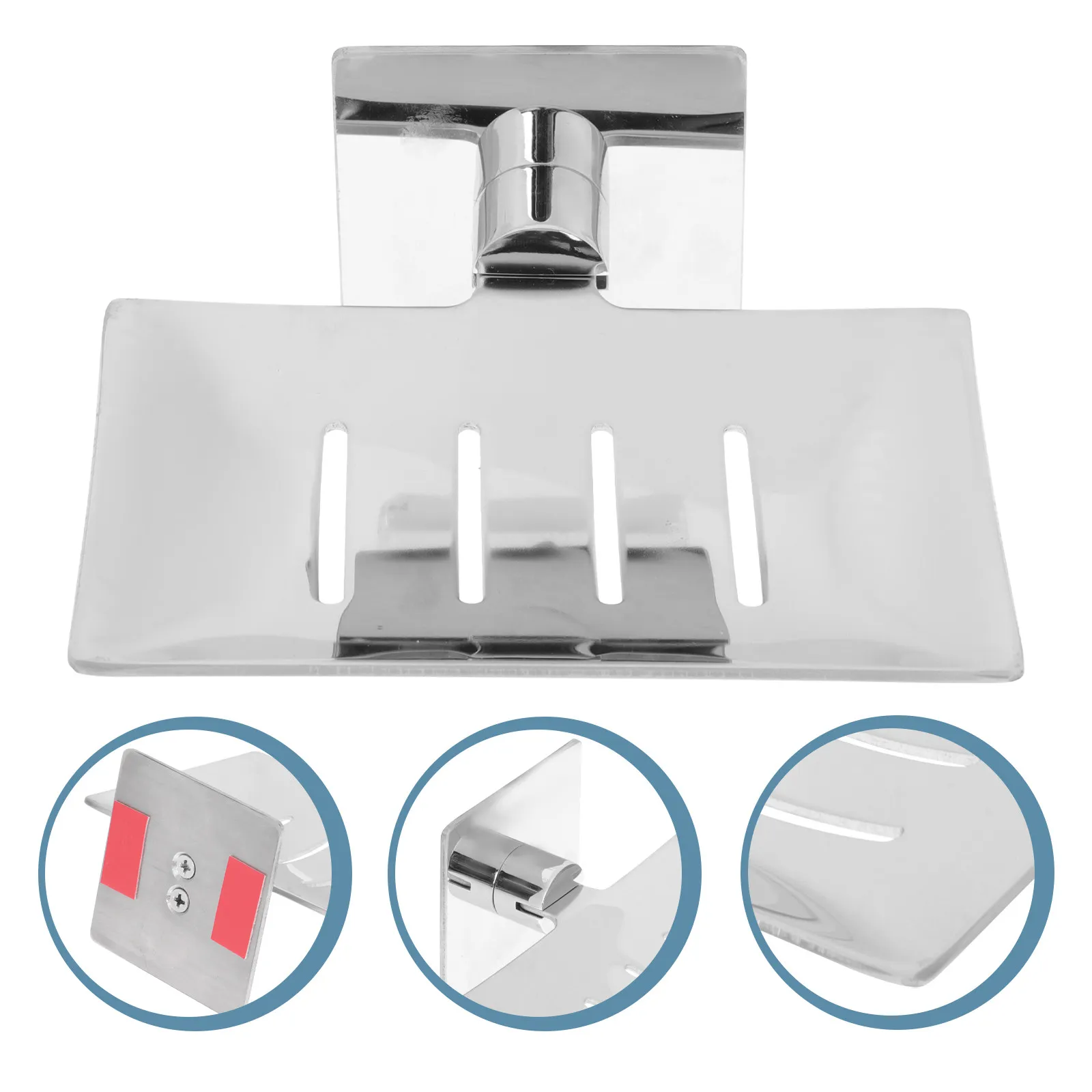 

Self-Draining Stainless Steel Soap Rack Holder Punch-Free Wall-Mounted Bathroom Soap Dish Organizer Storage Rack for Shower