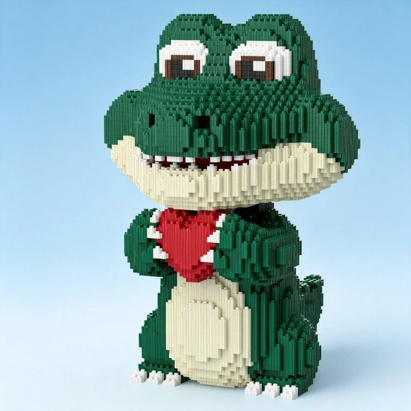 Love crocodile building block ornament gift, children's puzzle series particle assembly parent-child interactive toy