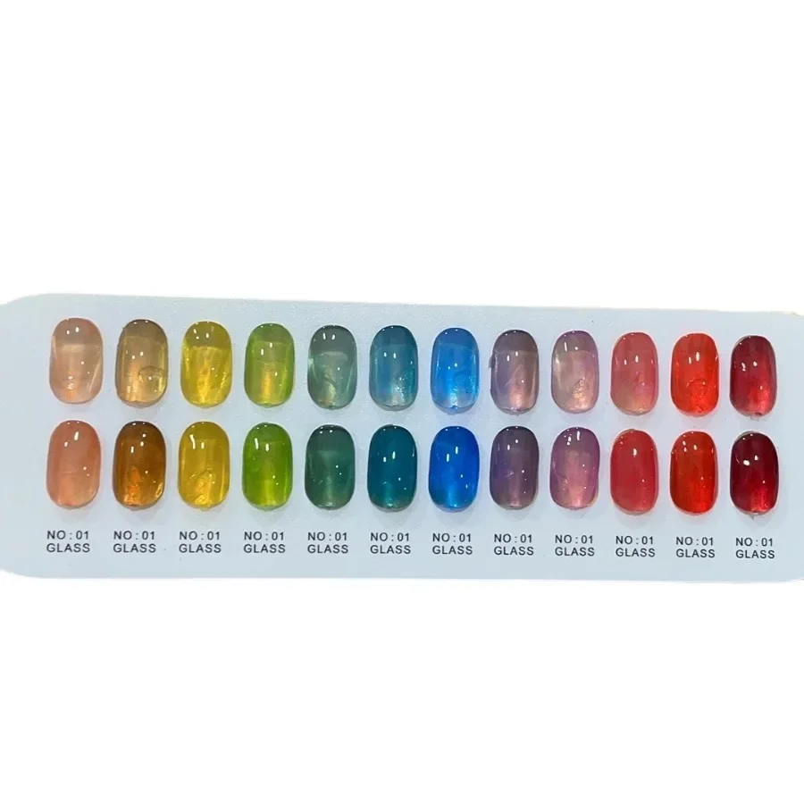 12 sztuk / zestaw Pretty Rainbow Color Jelly Transparent Glass Nail Gel Candy Summer Cute Nail Polish Gel Varnish Soak Off Nails Art