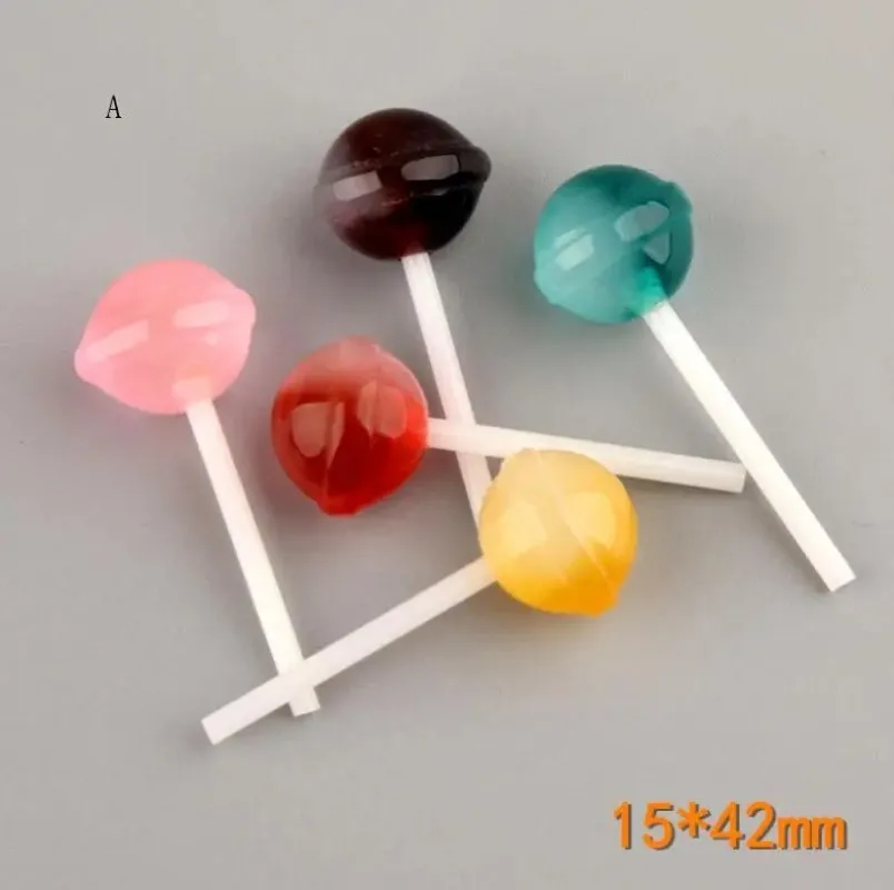 10 unids/lote piruleta de resina Kawaii, cabujón de resina con parte posterior plana para decoración de teléfono, lazo para el pelo, adorno para álbum de recortes diy