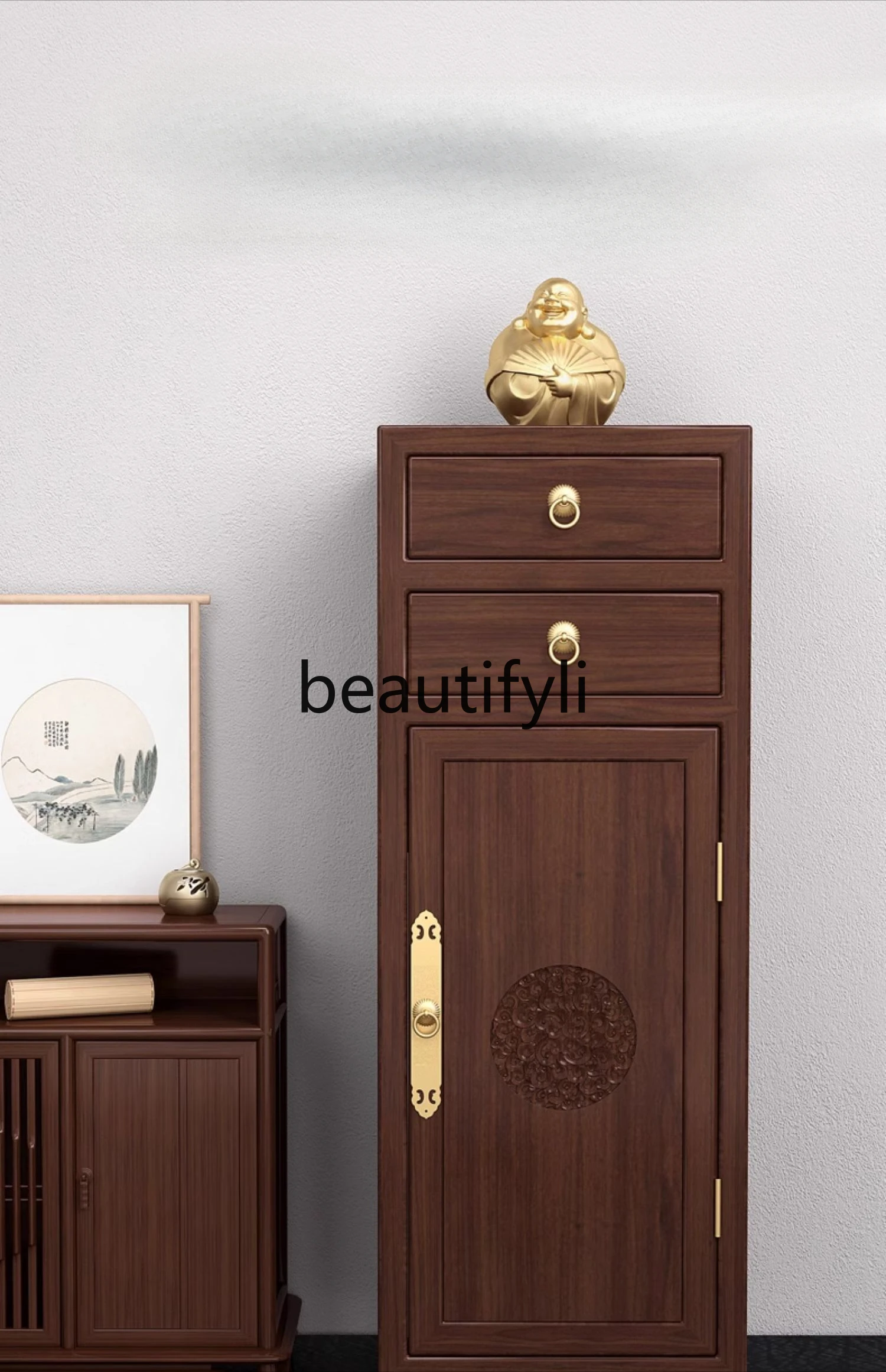 

1 meter fingerprint password hidden entrance display cabinet old elm new Chinese solid wood cabinet all steel anti-theft safe