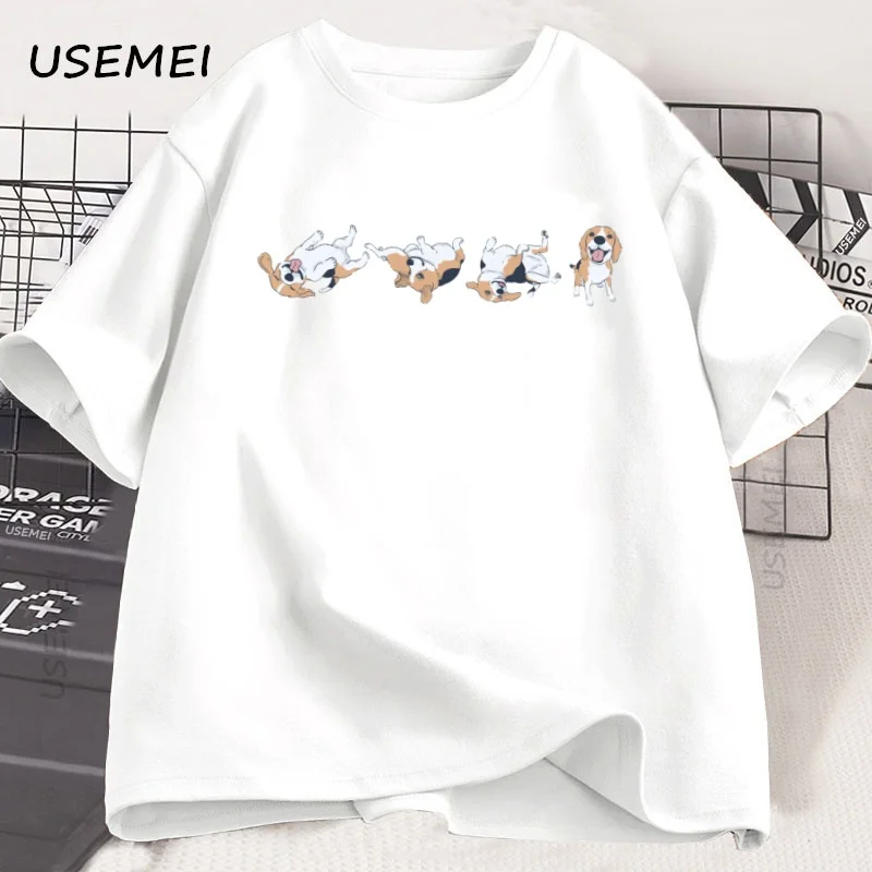 Beagle T Shirt Dog Mom Dad Gift Funny Happy Smiling Puppy T-shirt Cute Pet Lover Tshirt Loose Cotton Short Sleeve Graphic Tee