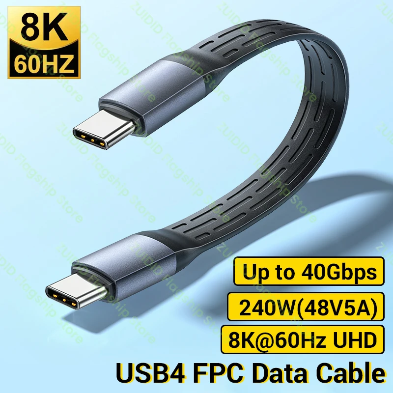 

15CM USB4 Thunderbolt 3 40Gbps Data Cable 240W 5A Fast Charging USB C to Type C Cable For iPhone 15 MacBook 8K@60Hz USB C Cabel