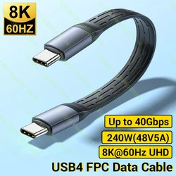 Cable de datos USB4 Thunderbolt 3, 40Gbps, 15CM, 240W, 5A, carga rápida, USB C a tipo C, para iPhone 15, MacBook, 8K @ 60Hz, Cable USB C
